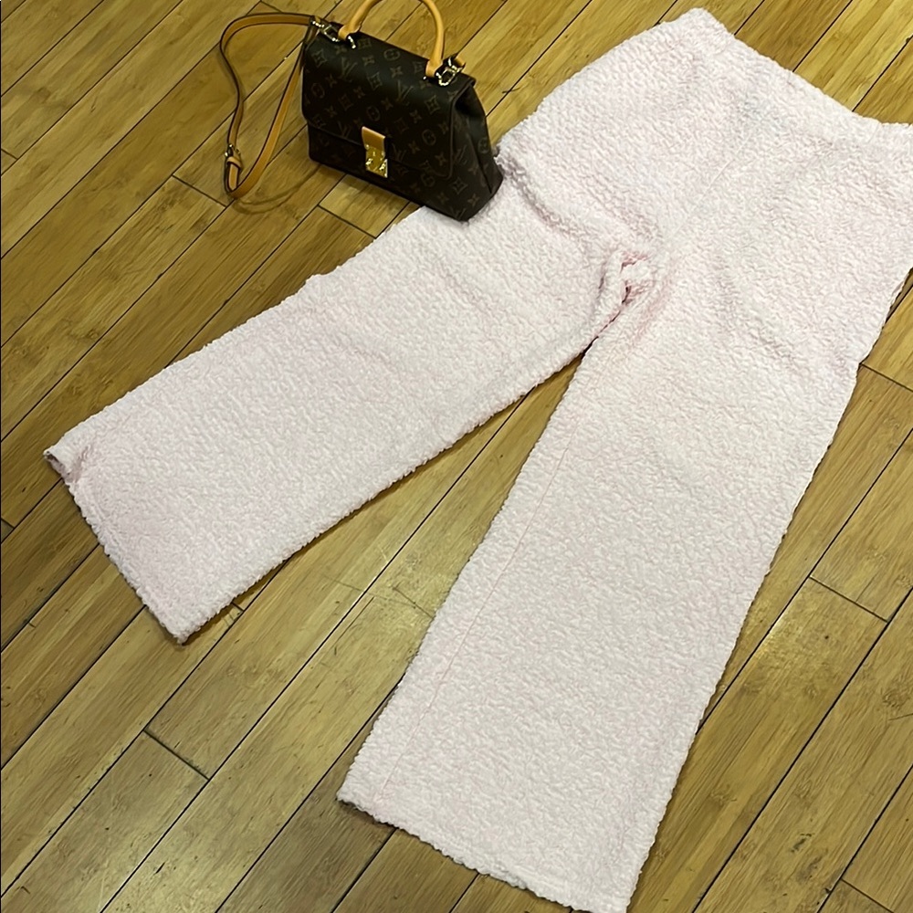 Gracia Light Pink Textured Flare Pants - Picture 4 of 5